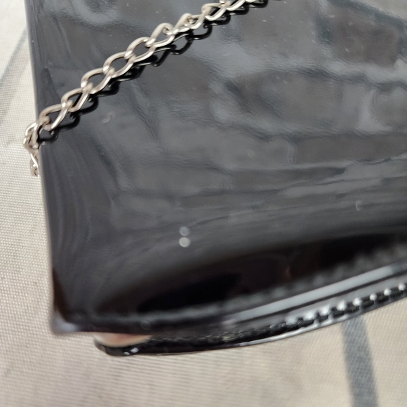 Vintage 50s/60s Black Patent Rectangle Clutch Purse - Picture 6 of 16